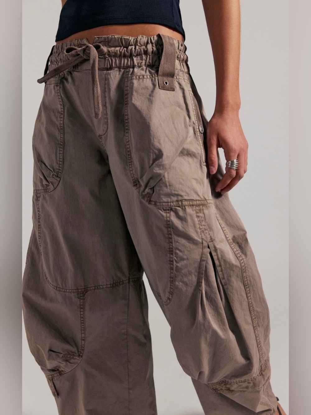 Free People S We the Free Onset Pull On Cargo Pants in Dusted Cocoa Brown NEW - Picture 4 of 10